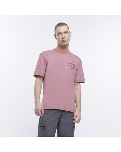 River Island Pink Regular Fit Japanese Graphic T-shirt - Purple