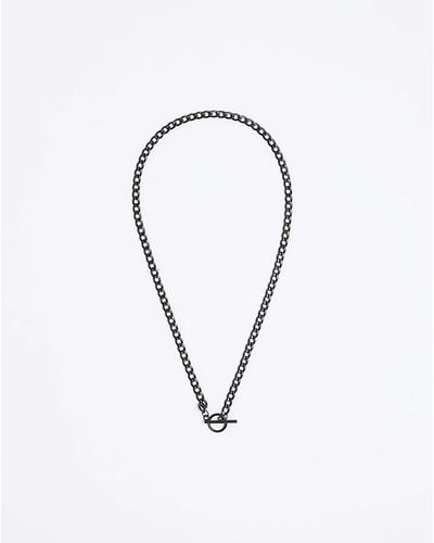 River Island Stainless Steel T Bar Necklace - Blue