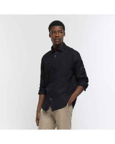 River Island Linen Shirt - Black