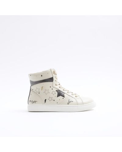 River Island Star High Top Trainers - White