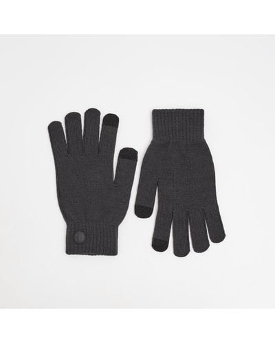 River Island Dark Ri Knitted Gloves - Black