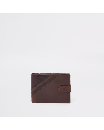 River Island Leather Stripe Wallet - Brown