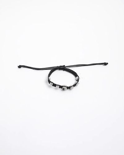 River Island Black Yinyang Adjustable Bracelet - White