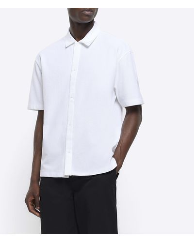 River Island Jersey Short Sleeve Shirt - White