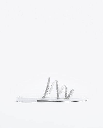 River Island Embellished Slides - White