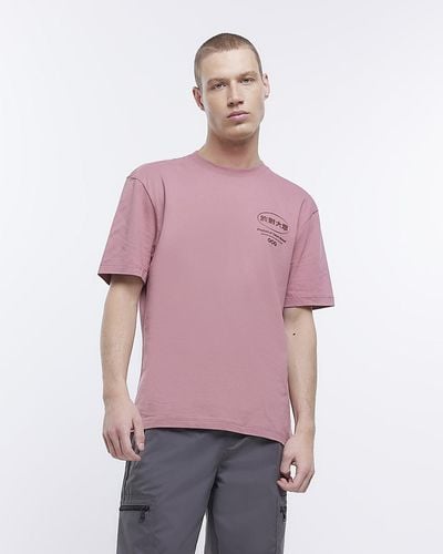 River Island Pink Regular Fit Japanese Graphic T-shirt - Purple