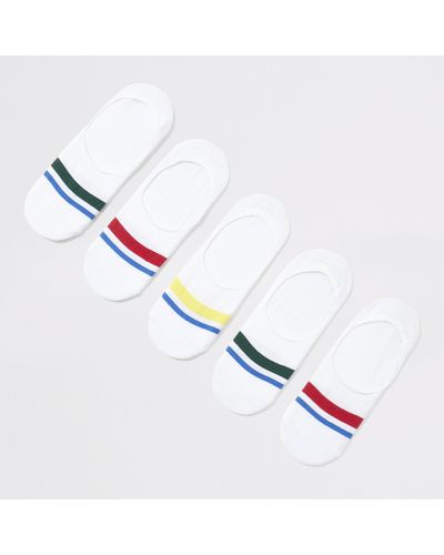 River Island Sneaker Stripe Trim Liner Socks 5 Pack - White
