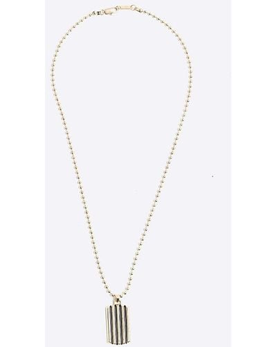 River Island Gold Color Tag Necklace - White