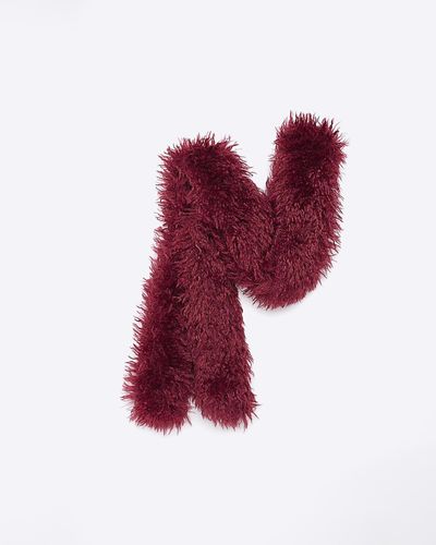 River Island Red Faux Fur Scarf