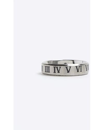 River Island Silver Color Stainless Steel Roman Ring - White