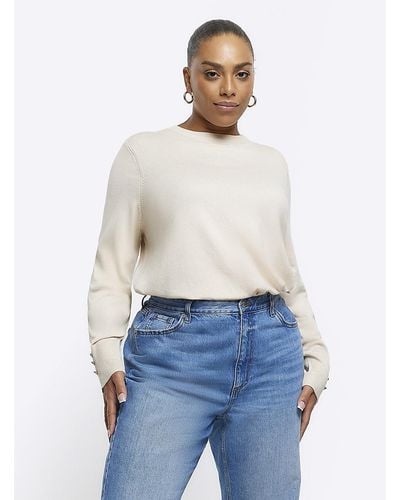 River Island Knit Long Sleeve Top - White