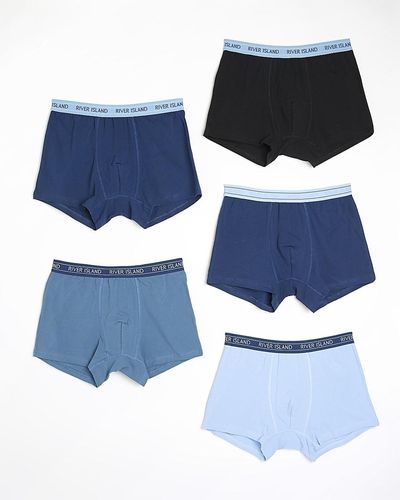 River Island Blue Multipack Of 5 Boxer Shorts