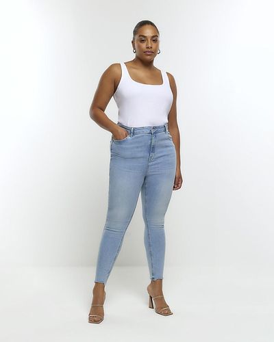 River Island Plus Blue High Waist Skinny Jeans