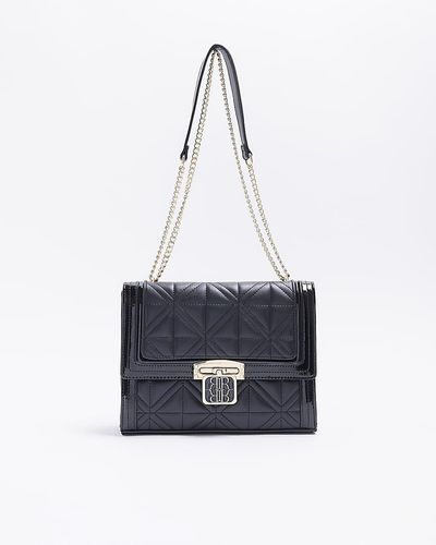 River Island Black Embossed Chain Strap Shoulder Bag - Blue