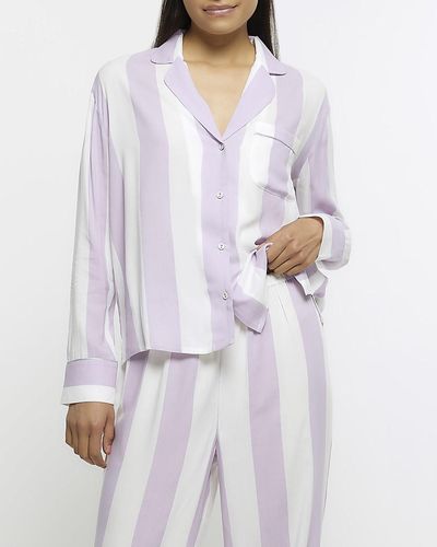 River Island Lilac Stripe Pyjama Shirt - Purple