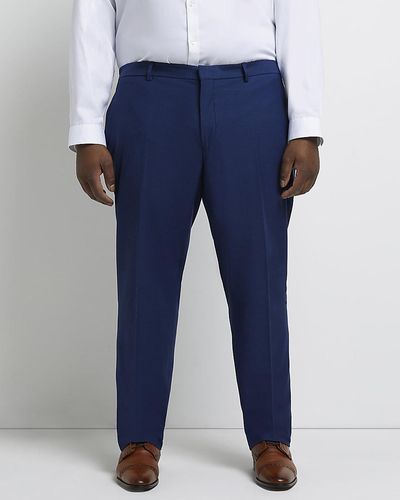 River Island Big & Tall Blue Slim Fit Twill Suit Trouser