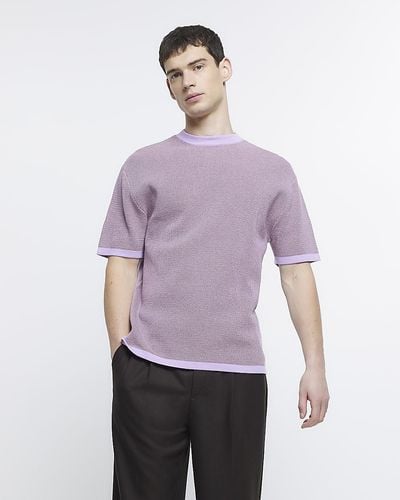 River Island Textured Knitted T-shirt - Purple