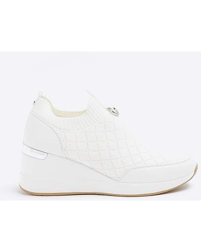 River Island White Quilted Wedge Sneakers