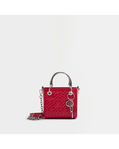 River Island Patent Quilted Mini Tote Bag - Red