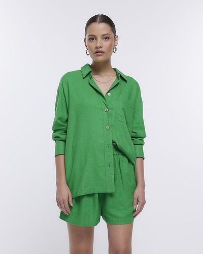 River Island Green Shorts With Linen