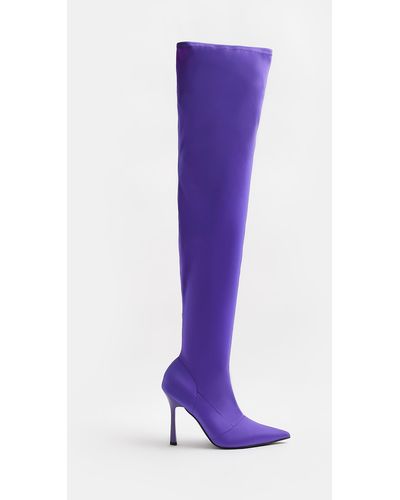 River Island Purple Over The Knee Heeled Boots