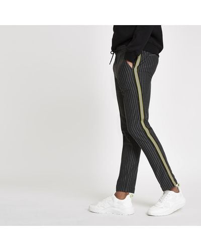 River Island Dark Stripe Super Skinny jogger Trousers - Grey