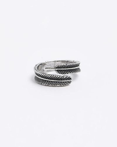 River Island Silver Feather Wrap Ring - White