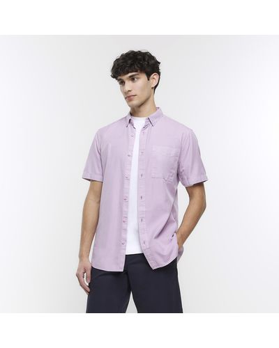 River Island Short Sleeve Lyocell Shirt - Purple
