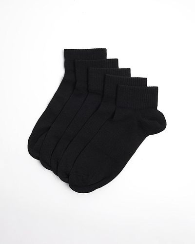 River Island 5pk Rib Ankle Socks - Black
