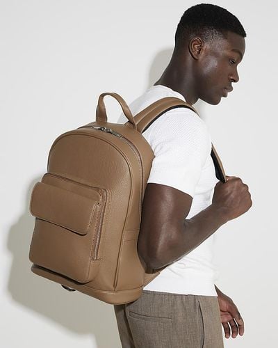 River Island Brown Front Pocket Backpack