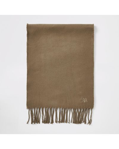 River Island Rvr Embroidered Scarf - Brown