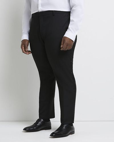 River Island Big & Tall Black Slim Tuxedo Suit Pants