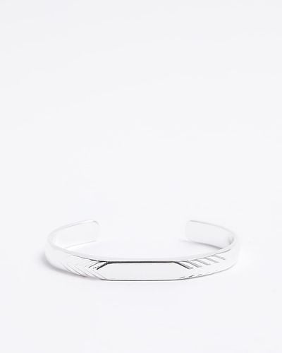 River Island Plated Engraved Cuff Bracelet - White