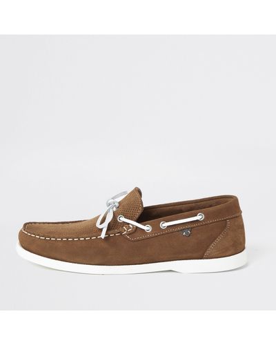 River Island Light Brown Suede Boat Shoes