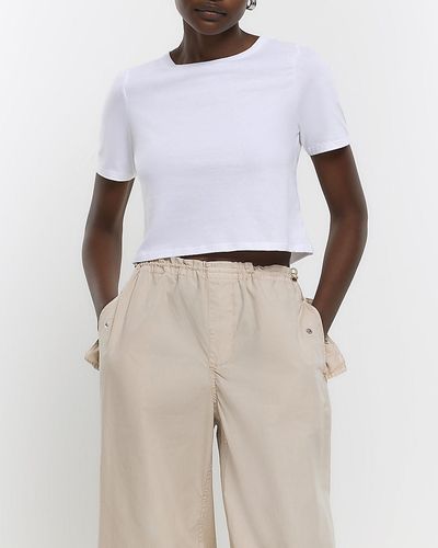 River Island White Cropped T-shirt