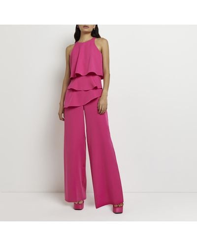 River Island Pink Layered Jumpsuit