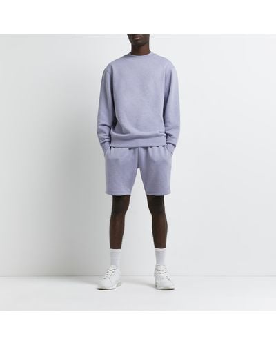 River Island Purple Ri Branded Slim Fit Jersey Shorts