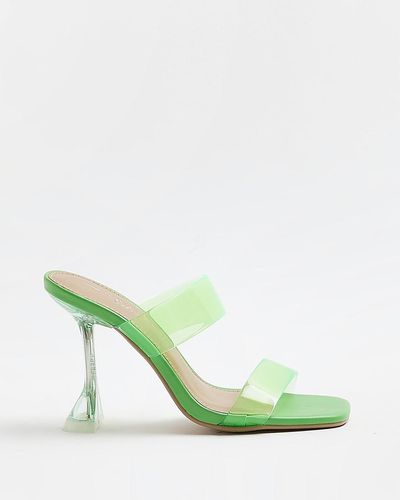 River Island Wide Fit Perspex Heeled Mules - Green