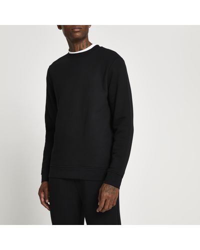 River Island Black Slim Fit Basic Sweatshirt