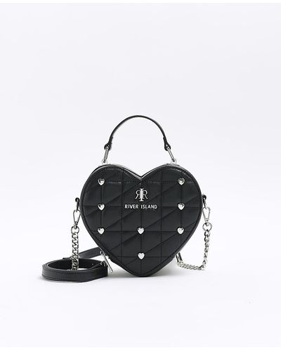 River Island Black Patent Heart Cross Body Bag