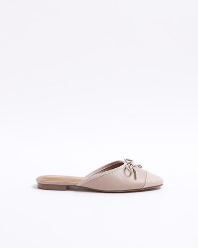 River Island Pink Backless Mule Ballet Court Shoes - White