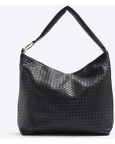 River Island Woven Slouch Tote Bag - Black