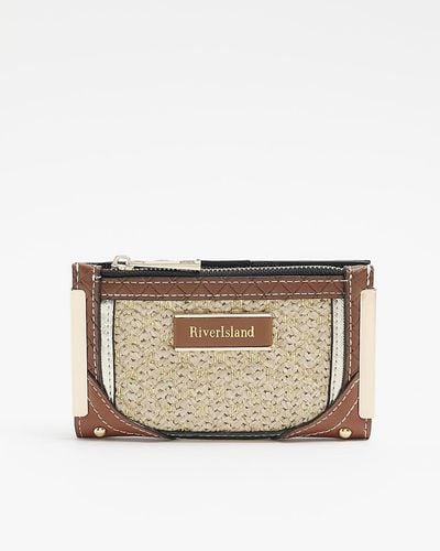 River Island Embossed Raffia Purse - Natural