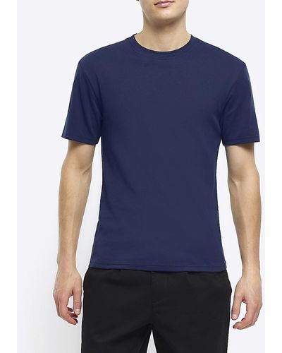 River Island Navy Ri Studio Muscle Fit T-shirt - Blue