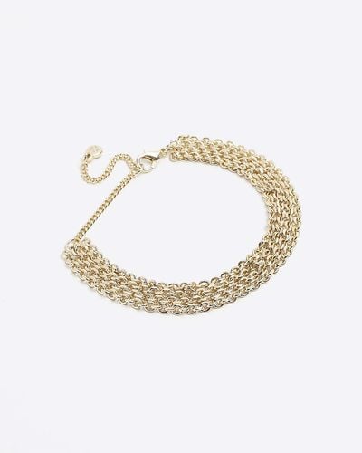 River Island Gold Chain Watch Strap Bracelet - White