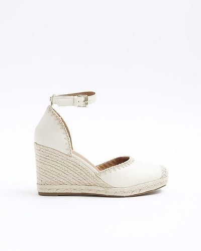 River Island Cream Stitch Wedge Espadrille Sandals - White