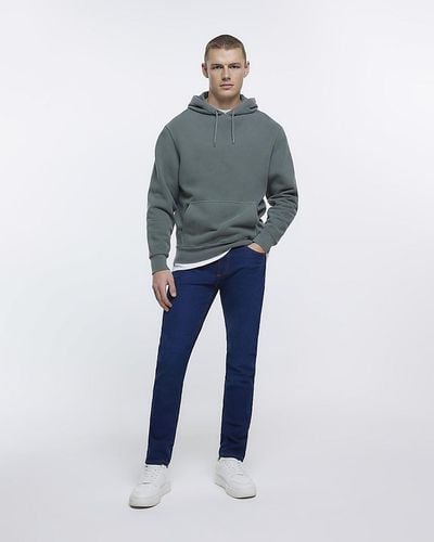 River Island Navy Skinny Fit Jeans - White
