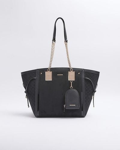 River Island Black Suedette Wing Pouch Tote Bag