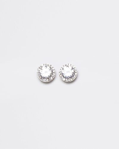 River Island Rose Crystal Stud Earrings - White