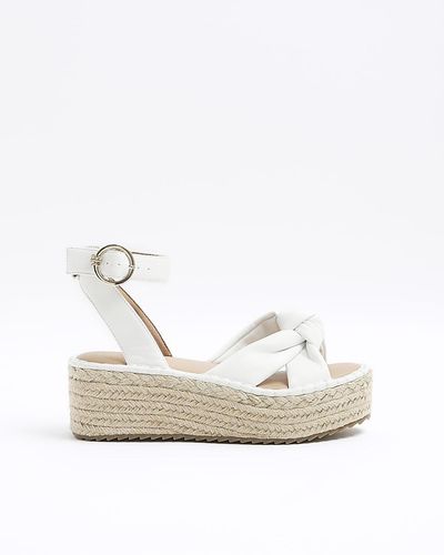 River Island White Knot Flatform Espadrille Sandals